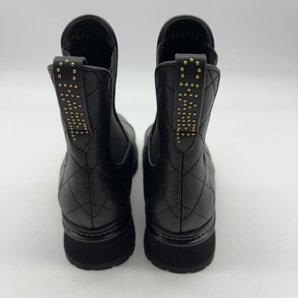 CHANEL Leather Chelsea Ankle Boots with Patent Cap Toe - Picture 3 of 7